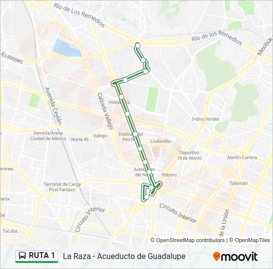 RUTA 1 Bus Line Map