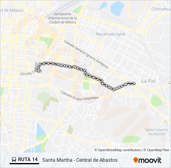 Mapa de RUTA 14 de autobús