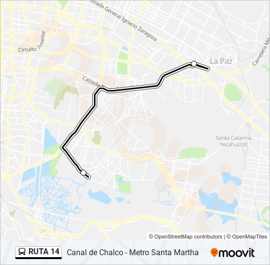 Mapa de RUTA 14 de autobús