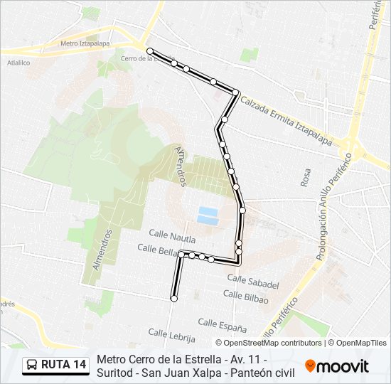 Mapa de RUTA 14 de autobús