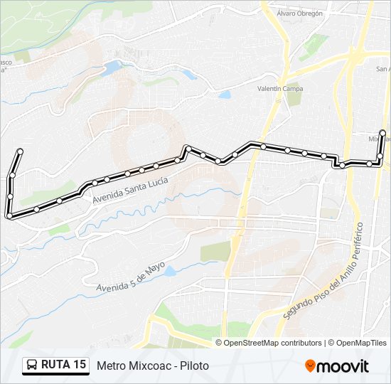 ruta 15 Route: Schedules, Stops & Maps - Metro Mixcoac - Piloto (Updated)