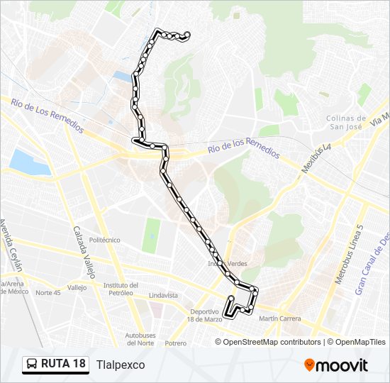 Mapa de RUTA 18 de autobús