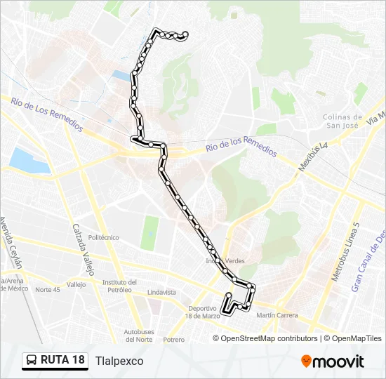 RUTA 18 Bus Line Map