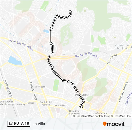 RUTA 18 Bus Line Map
