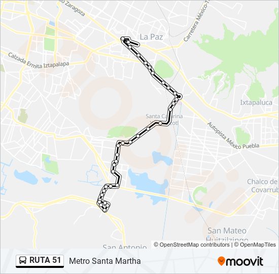 Mapa de RUTA 51 de autobús