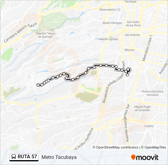 Mapa de RUTA 57 de autobús