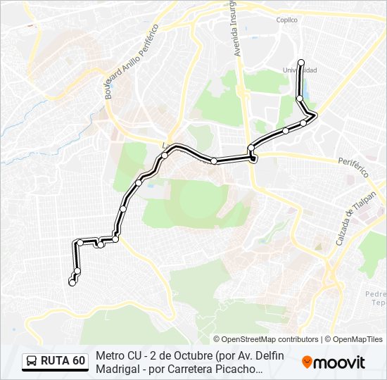 Mapa de RUTA 60 de autobús