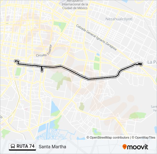 Mapa de RUTA 74 de autobús