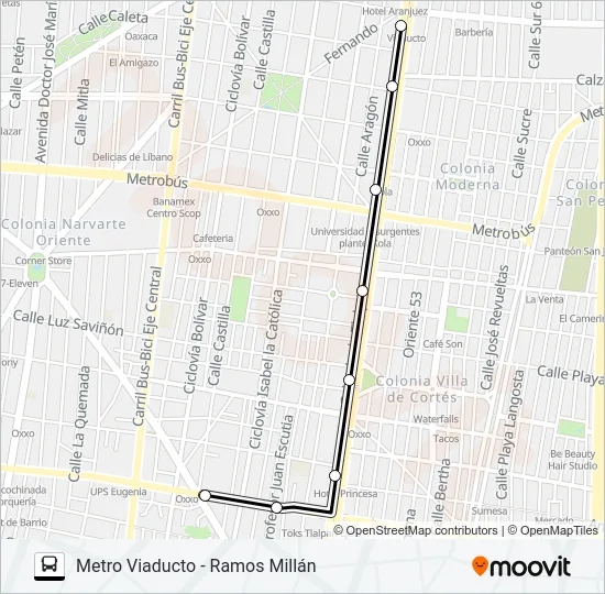 RUTA 101 Bus Line Map