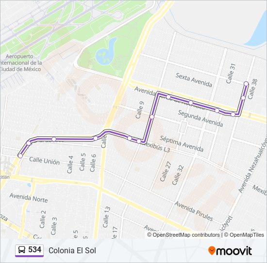 Mapa de 534 de autobús