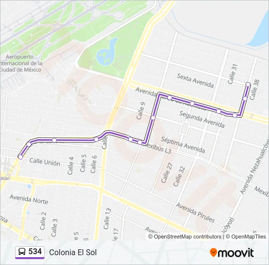 534 Bus Line Map