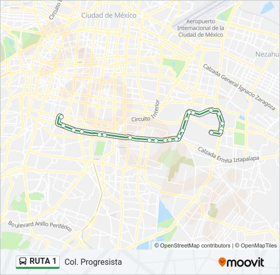 Mapa de RUTA 1 de autobús