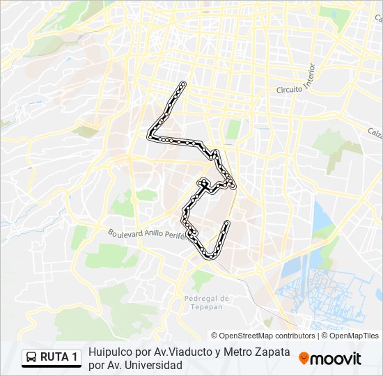Ruta 1: horarios, paradas y mapas - Metro Zapata (Actualizado)