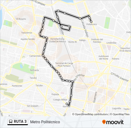 Mapa de RUTA 3 de autobús