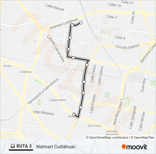 Mapa de RUTA 3 de autobús