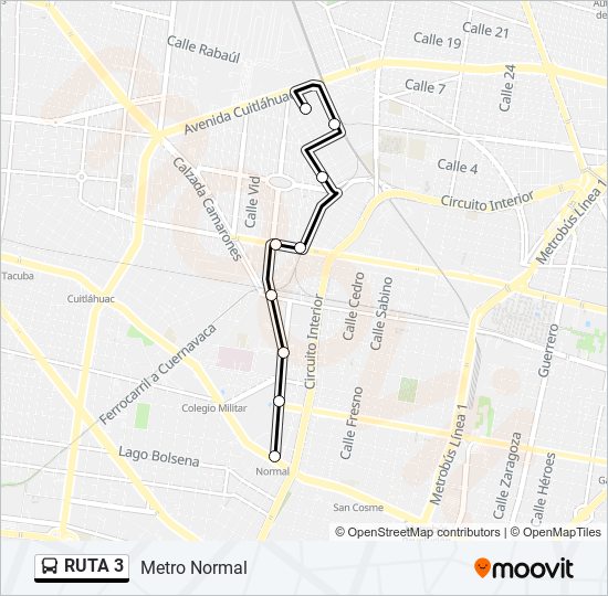 Mapa de RUTA 3 de autobús