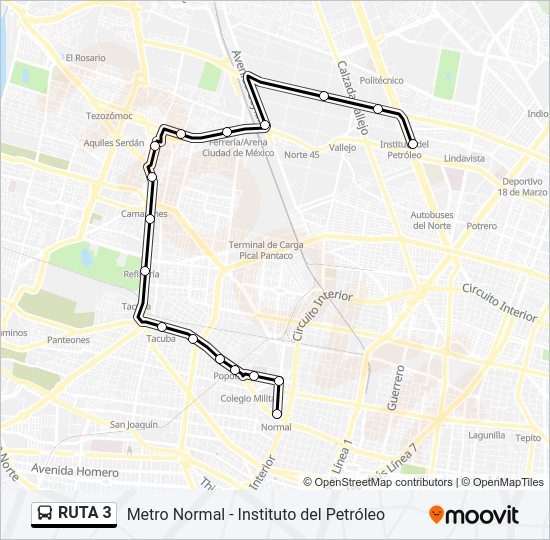 Mapa de RUTA 3 de autobús