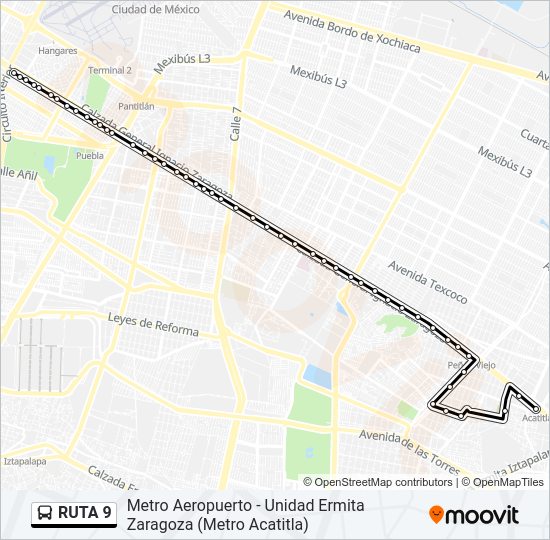 Mapa de RUTA 9 de autobús