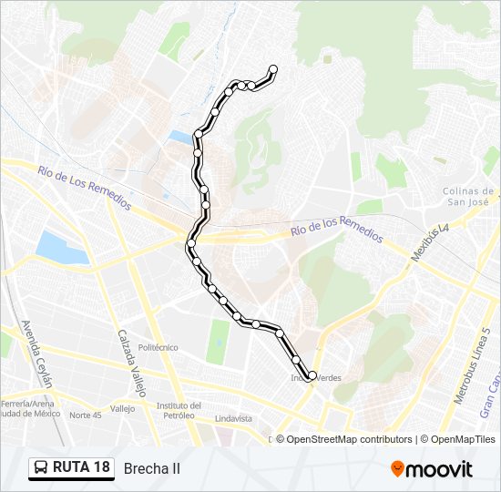 Mapa de RUTA 18 de autobús