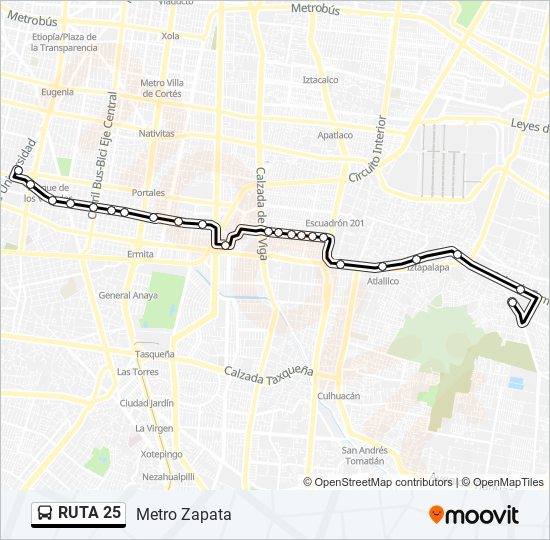 Mapa de RUTA 25 de autobús