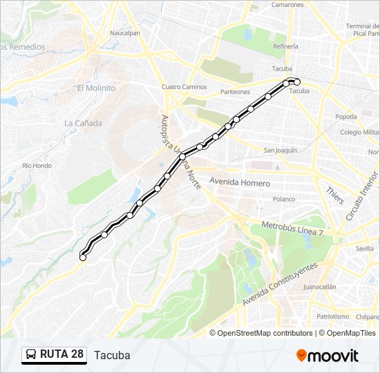 Mapa de RUTA 28 de autobús