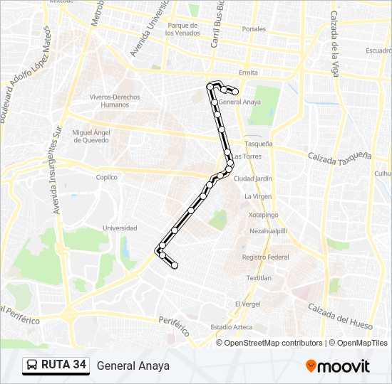 Mapa de RUTA 34 de autobús