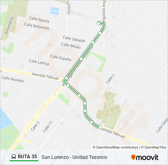 Mapa de RUTA 35 de autobús