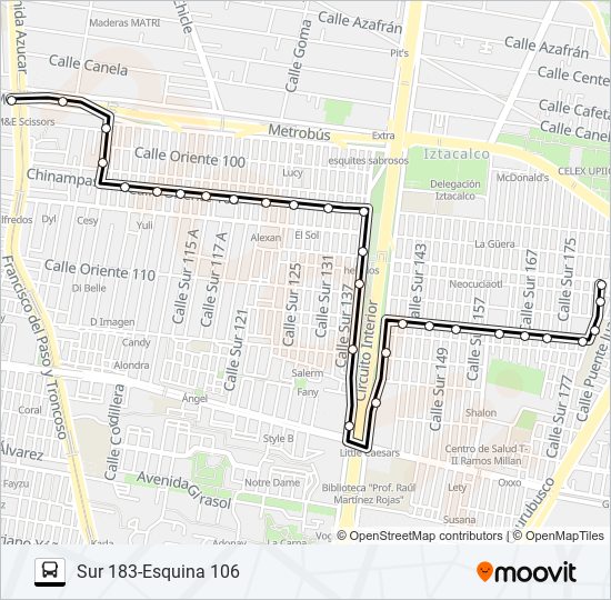 Mapa de RUTA 101 de autobús