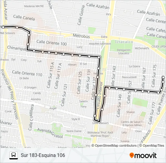 RUTA 101 Bus Line Map