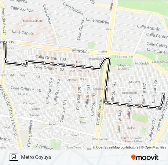 RUTA 101 Bus Line Map
