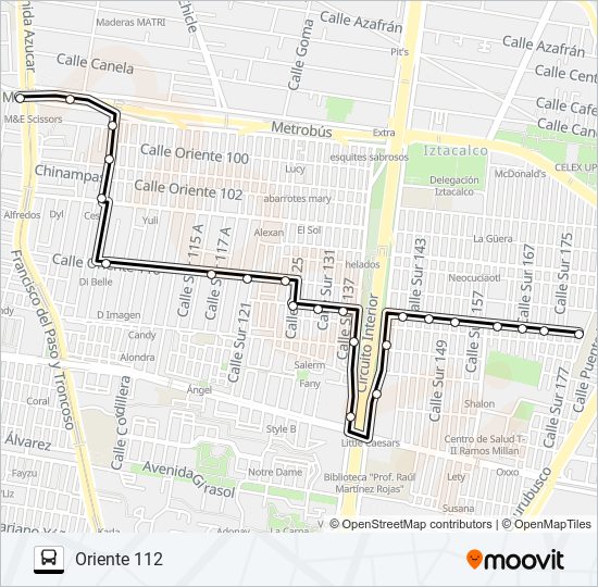 Mapa de RUTA 108 de autobús