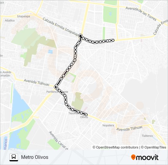 METRO OLIVOS-BUENA SUERTE TLÁHUAC bus Line Map