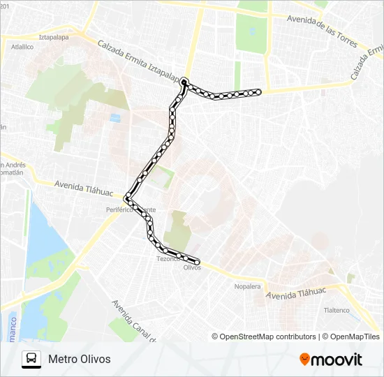 METRO OLIVOS-BUENA SUERTE TLÁHUAC Bus Line Map