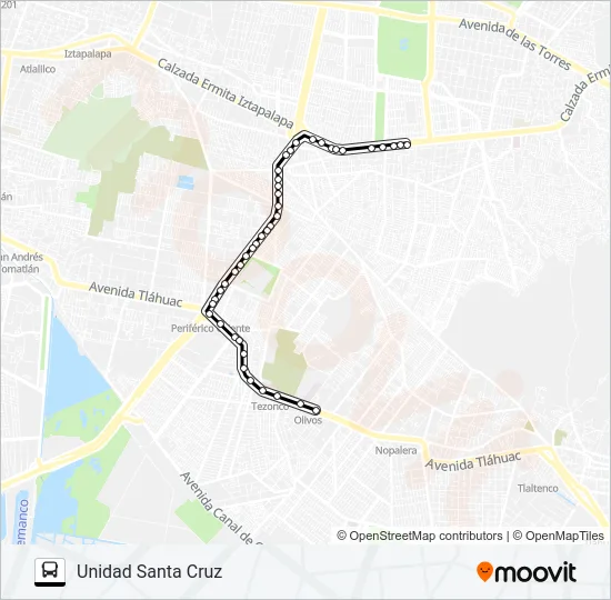METRO OLIVOS-BUENA SUERTE TLÁHUAC Bus Line Map