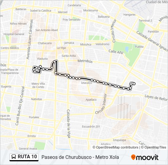 Mapa de RUTA 10 de autobús