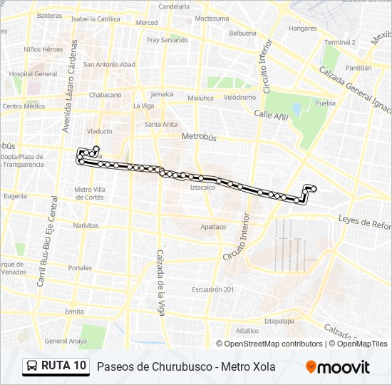 Mapa de RUTA 10 de autobús