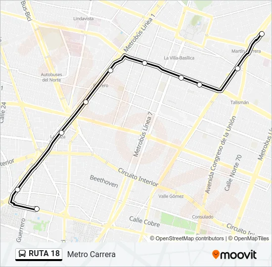 RUTA 18 Bus Line Map