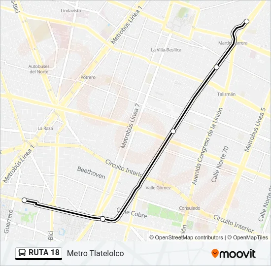 RUTA 18 Bus Line Map