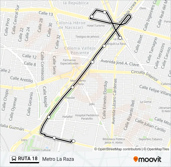 RUTA 18 Bus Line Map