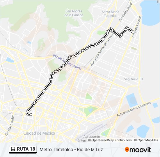 Mapa de RUTA 18 de autobús