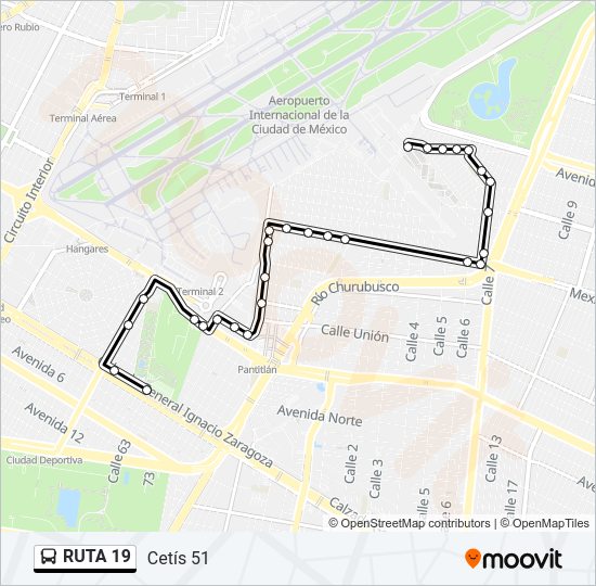 Mapa de RUTA 19 de autobús