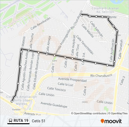 Mapa de RUTA 19 de autobús