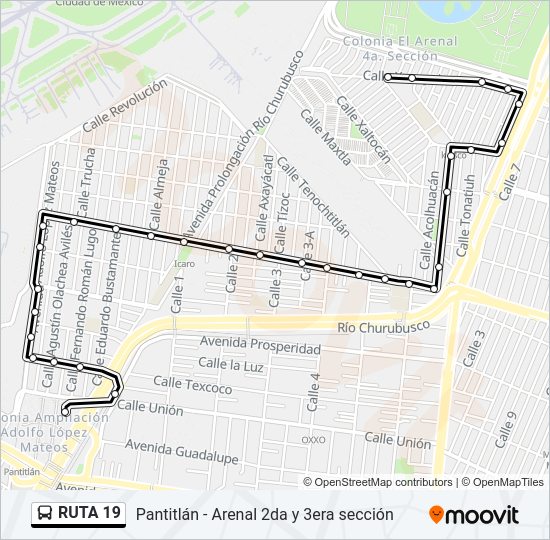 Mapa de RUTA 19 de autobús