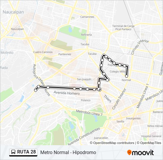 Mapa de RUTA 28 de autobús