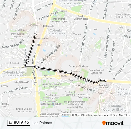RUTA 45 Bus Line Map