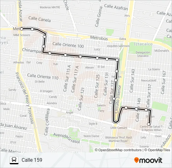 RUTA 101 Bus Line Map