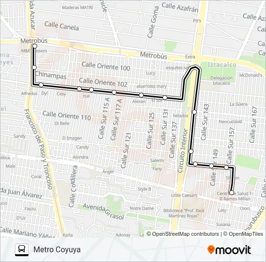 RUTA 101 Bus Line Map