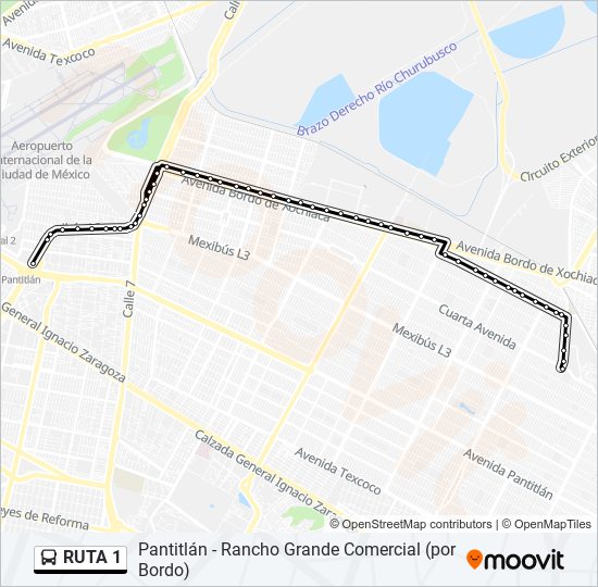 Ruta 1: horarios, paradas y mapas - Metro Pantitlán (Actualizado)