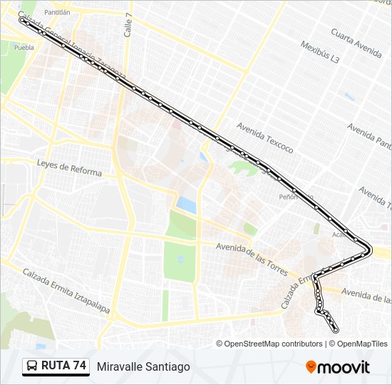 Mapa de RUTA 74 de autobús