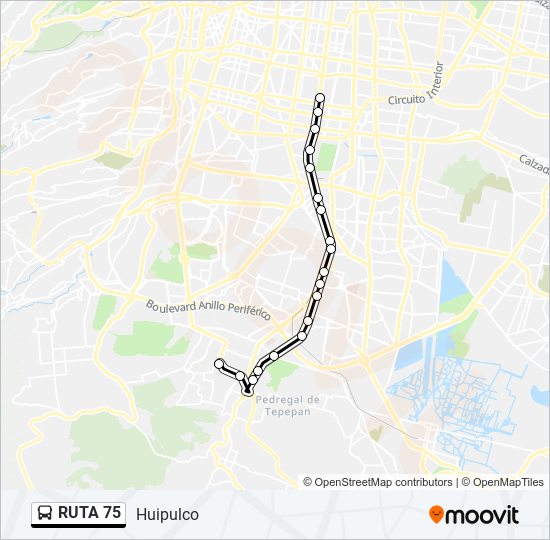 ruta 75 Route: Schedules, STops & Maps - Huipulco (Updated)